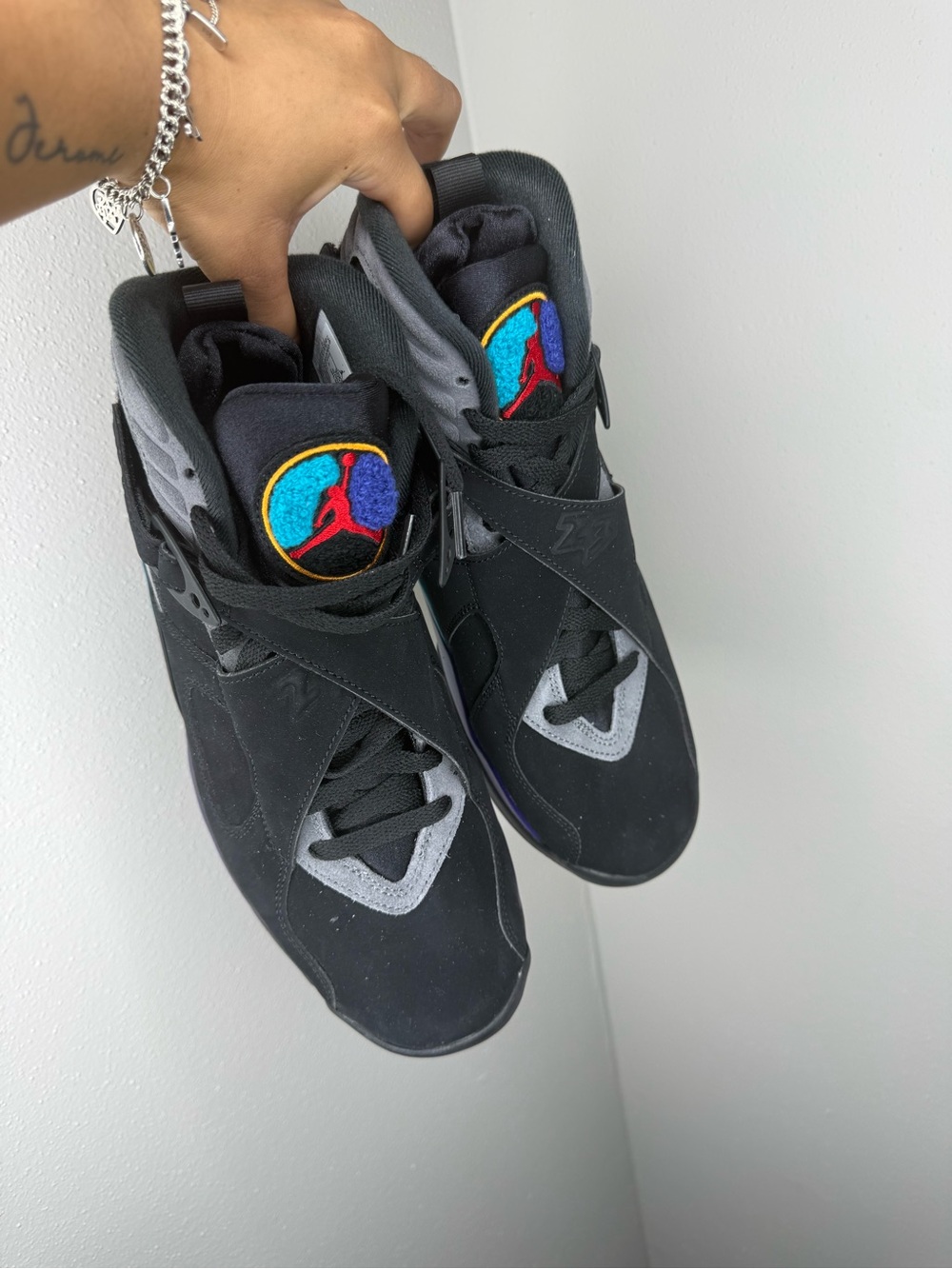 Jordan Men's Black Sneakers with Multicolor Tongue Logo